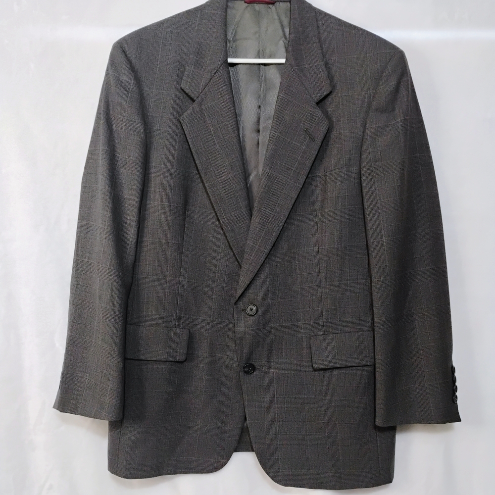 Vtg Hart Schaffner & Marx Mens 39R Wool Blazer Sport Coat Gray Plaid USA Made